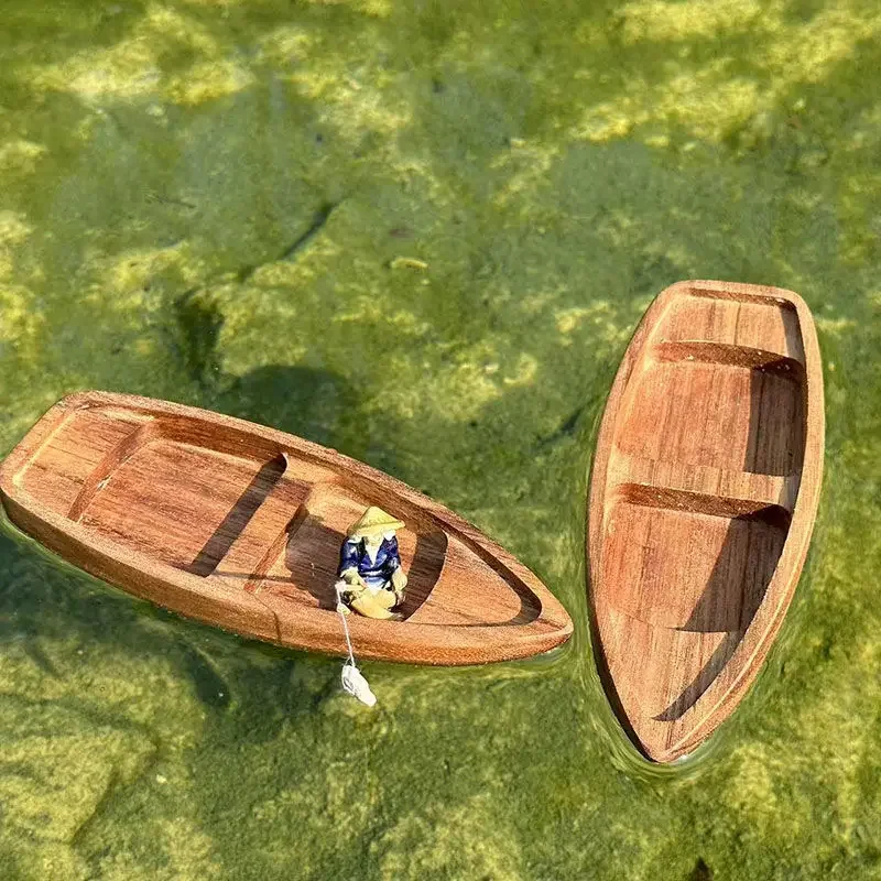 Aquarium Plant Rings - Handmade Wooden Boat Mini Floating Boat