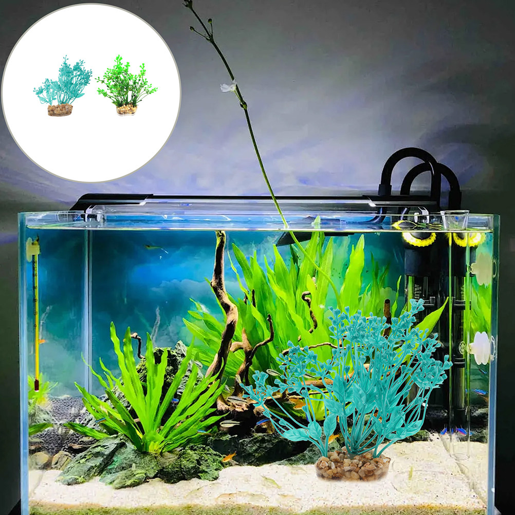 Planted Aquarium Freshwater - 2Pcs Realistic Plastic Aquarium Grass Artificial